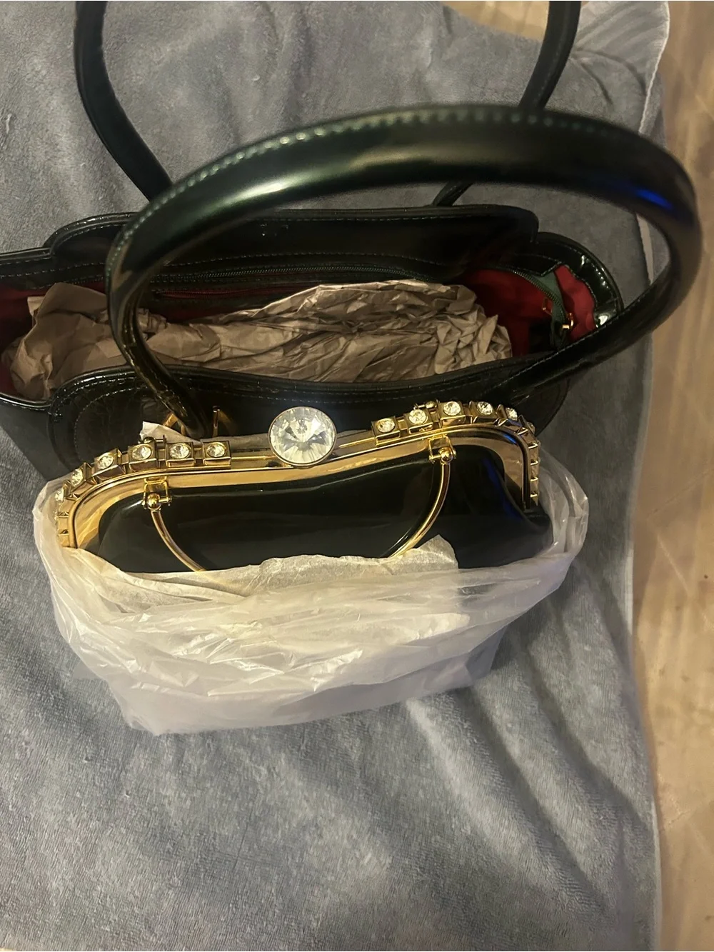 Classic Croc-Embossed Green Top-Handle Bag with Gold Hardware